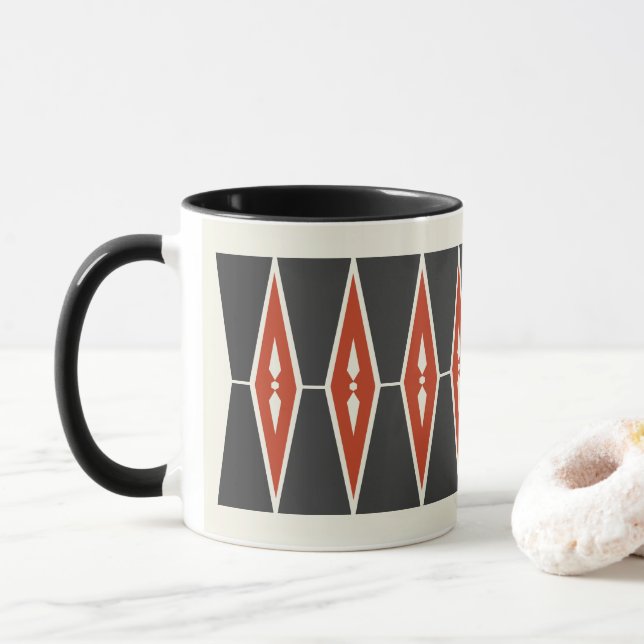 Mug Design de Motif géométrique nordique rouge et noir (Avec donut)