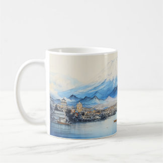 Mug Design de peinture en aquarelle du Mont Fuji.