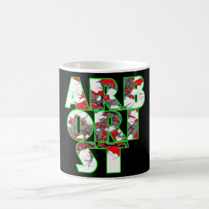 Mug Design de texte Cool arboriste vert et rouge