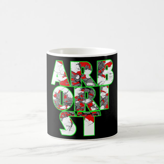 Mug Design de texte Cool arboriste vert et rouge (Centre)