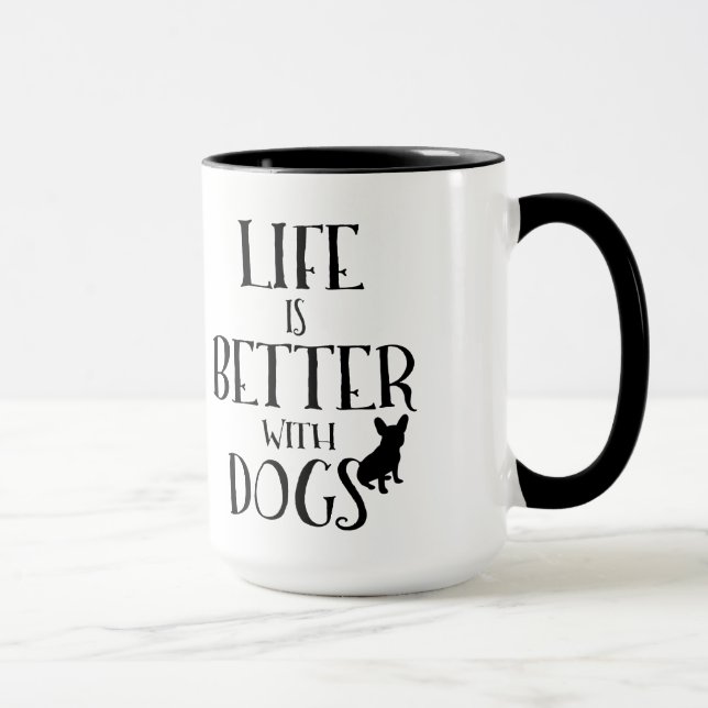 Mug Design De Texte Noir Moderne - La Vie Est Meilleur (Droite)