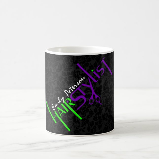 Mug Design De Texte Vert Et Violet Gras (Centre)