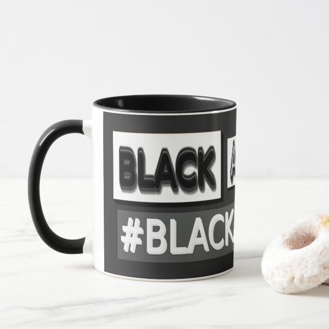 Mug Design d'expression mignon "#BLACKANDWHITE". Comma (Avec donut)