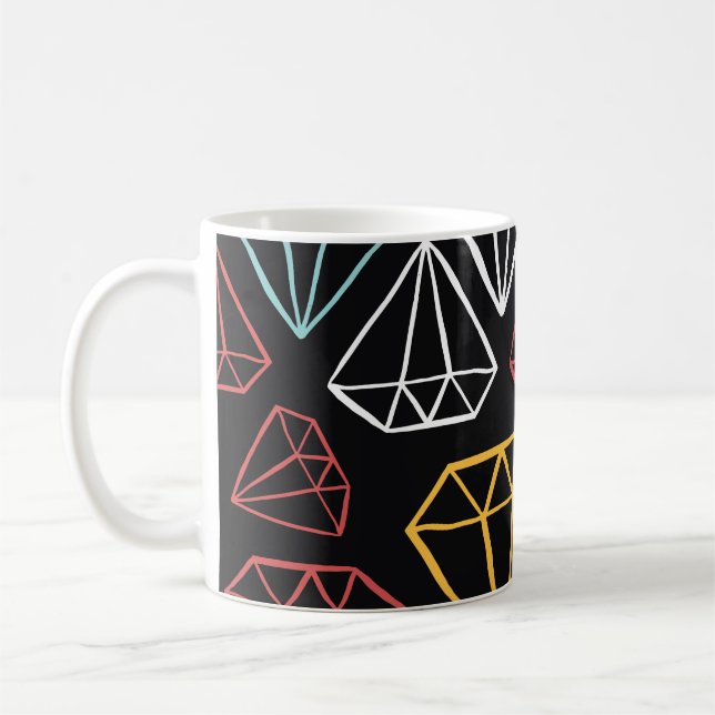 Mug Design diamant vintage, motif transparent (Gauche)