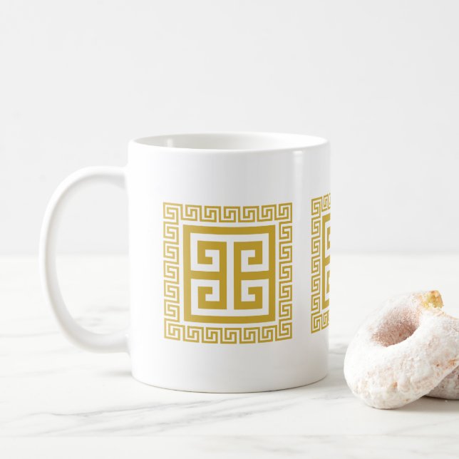 Mug Design doré Motif grec (Avec donut)