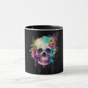 Mug Design du crâne avec des éclaboussures colorées
