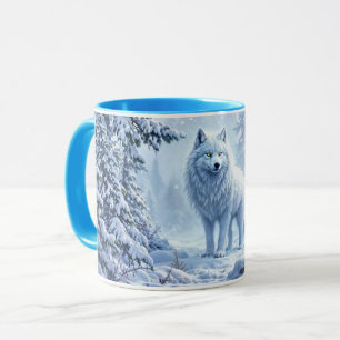 Mug Design du paysage hivernal du loup blanc arctique