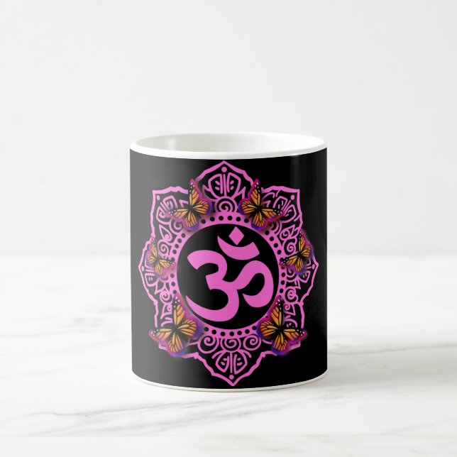 Mug Design élégant de l'ohm rose avec les papillons Mo (Centre)