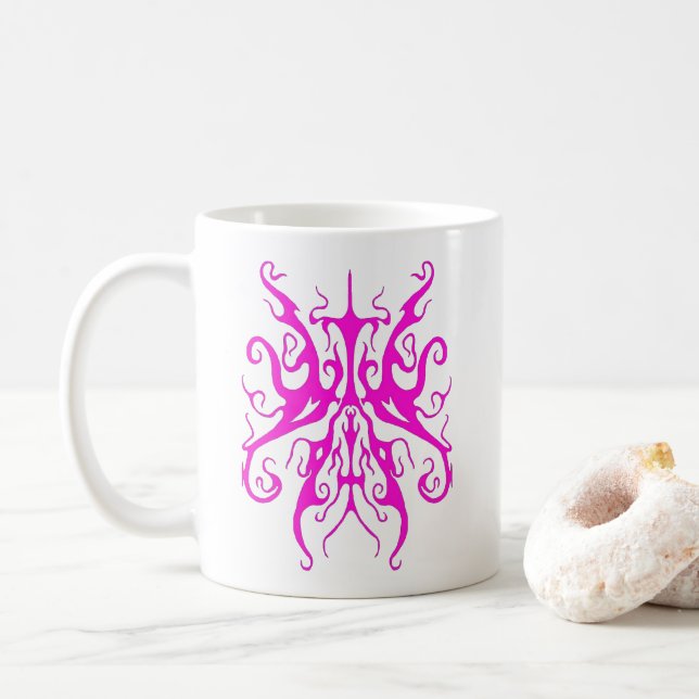 Mug Design élégant de tatouage tribal - rose (Avec donut)