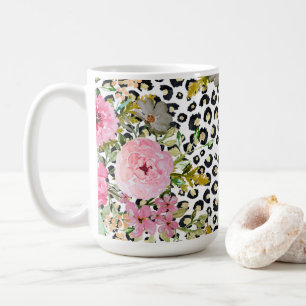 Mug Design Empreinte de léopard et floral élégant