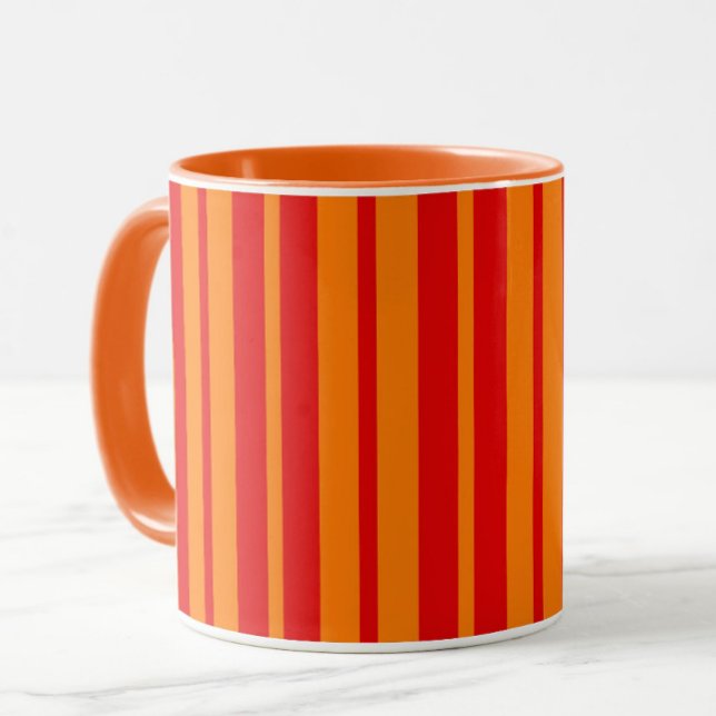 Mug Design en bandes rouge et orange (Créateur téléchargé)
