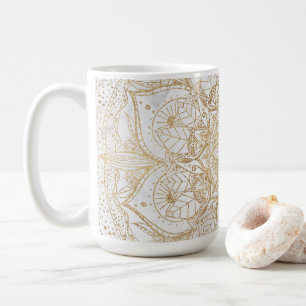 Mug Design en marbre de Mandala Floral Gold tendance