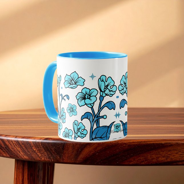 Mug Design floral élégant et bleu moderne (Créateur téléchargé)