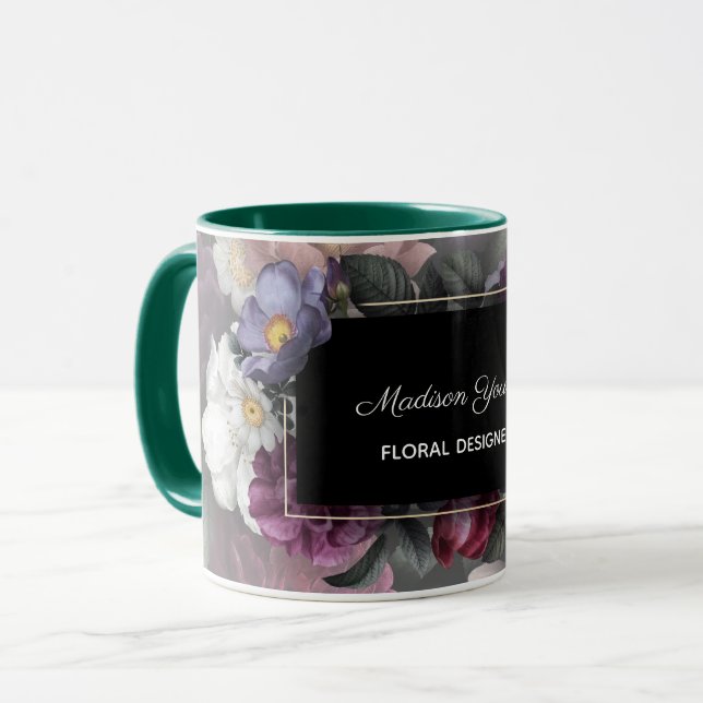 Mug Design floral élégant personnalisé (Devant gauche)
