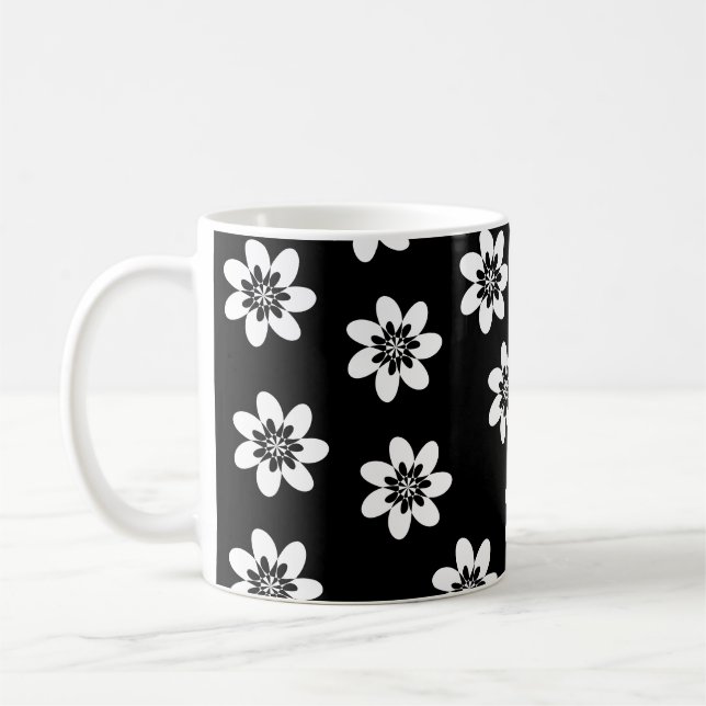 Mug Design floral noir et blanc moderne (Gauche)