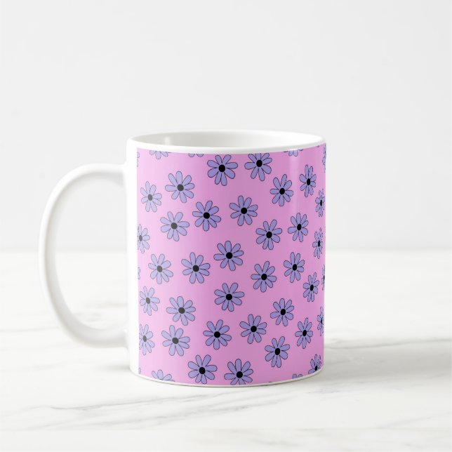 Mug Design floral pourpre rétro chic Y2K Fleur audacie (Gauche)