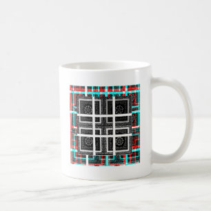 Mug Design graphique À damiers noir, blanc et rouge