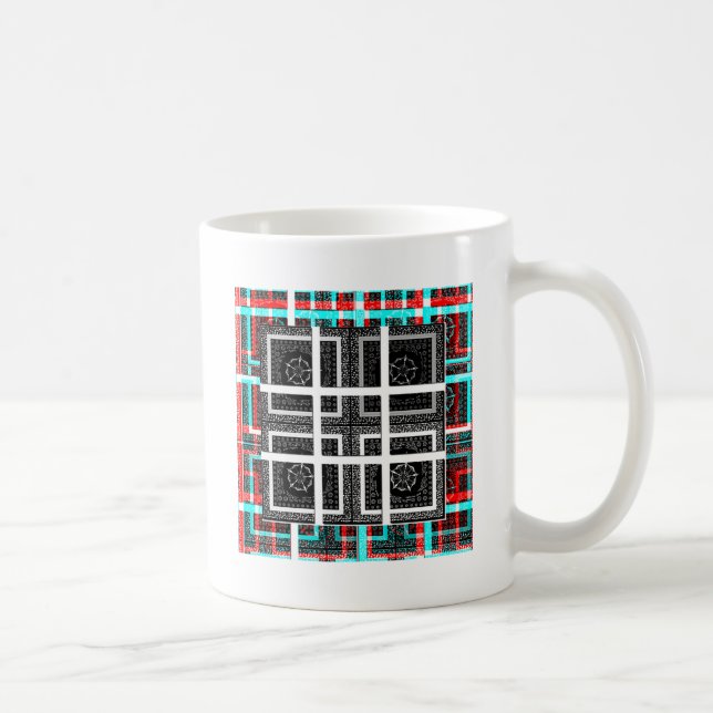 Mug Design graphique À damiers noir, blanc et rouge (Droite)