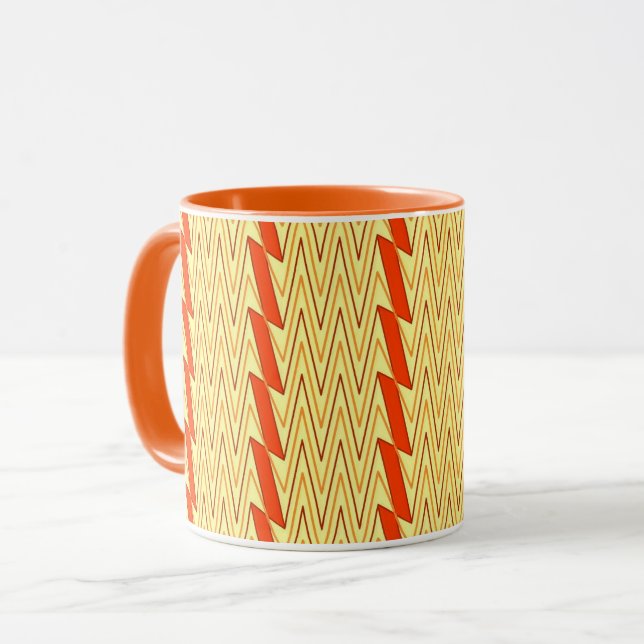 Mug Design jaune clair et chevron rouille (Devant gauche)