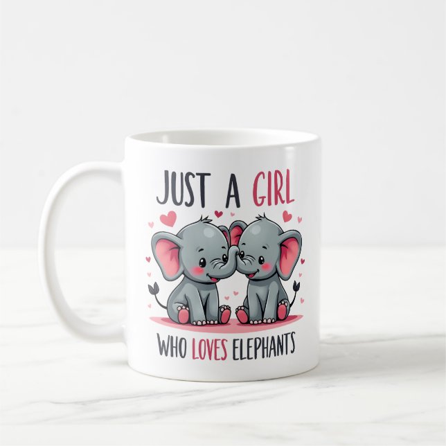 Mug Design mignon avec deux jeunes éléphants amoureux. (Gauche)