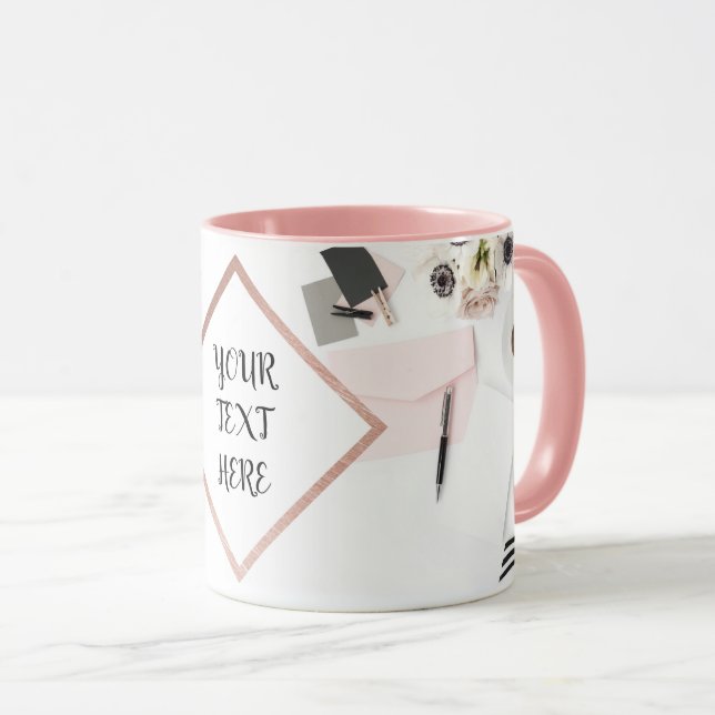 Mug design moderne Rose Gold personnalisé (Devant droit)