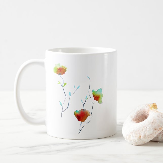Mug Design moderne simple d'art floral abstrait (Avec donut)