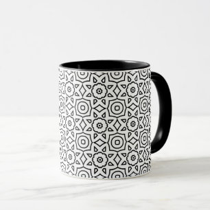 Mug Design monochrome géométrique floral noir et blanc