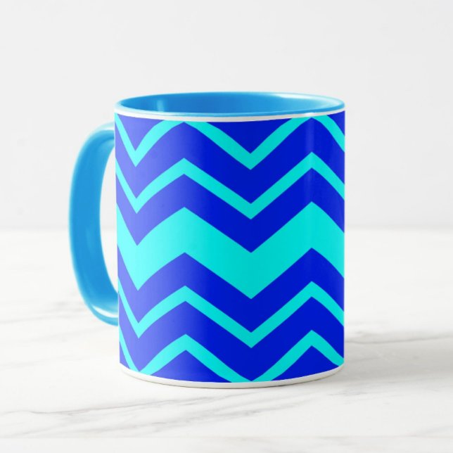 Mug Design Motif Blue Zig Zag Chevron (Créateur téléchargé)