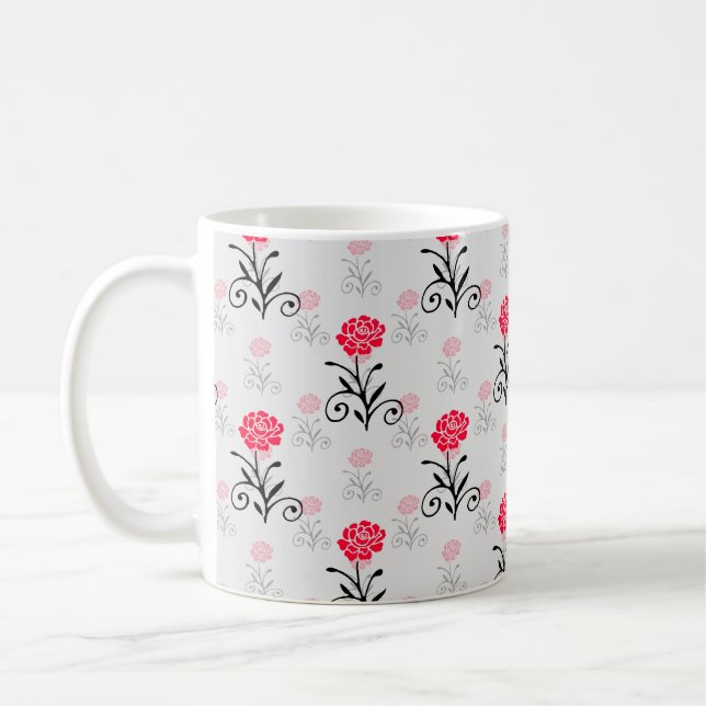 Mug Design Motif de l'étalage de fleurs de rose rouge (Gauche)