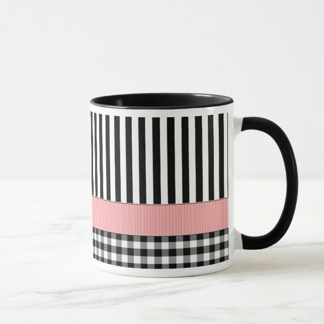 Mug Design Motif noir rayé blanc (Droite)