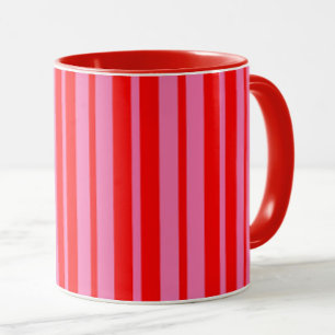 Mug Design Motif rouge rose élégant rayures