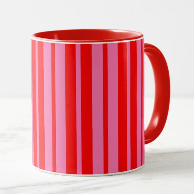 Mug Design Motif rouge rose élégant rayures (Créateur téléchargé)