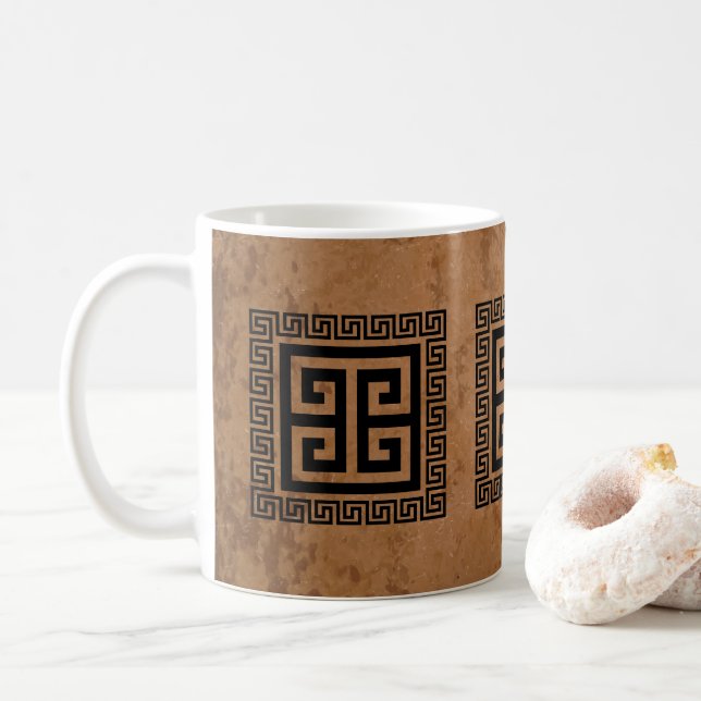 Mug Design noir Motif grec (Avec donut)