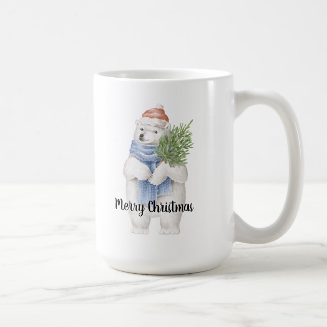 Mug Design personnalisé joli ours polaire Xmas chapeau (Droite)