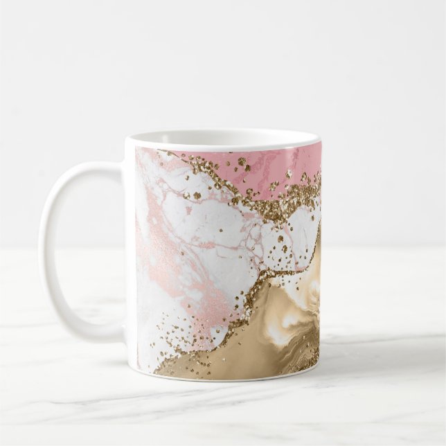 Mug Design Rose de luxe en marbre rose or (Gauche)