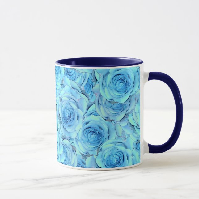 Mug Design rose opulent dans le turquoise (Droite)