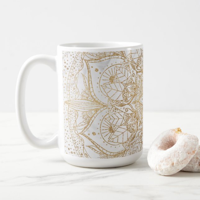 Mug Design tendance or floral Mandala Marble (Avec donut)