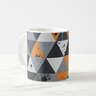 Mug Design triangulaire en orange, noir et gris