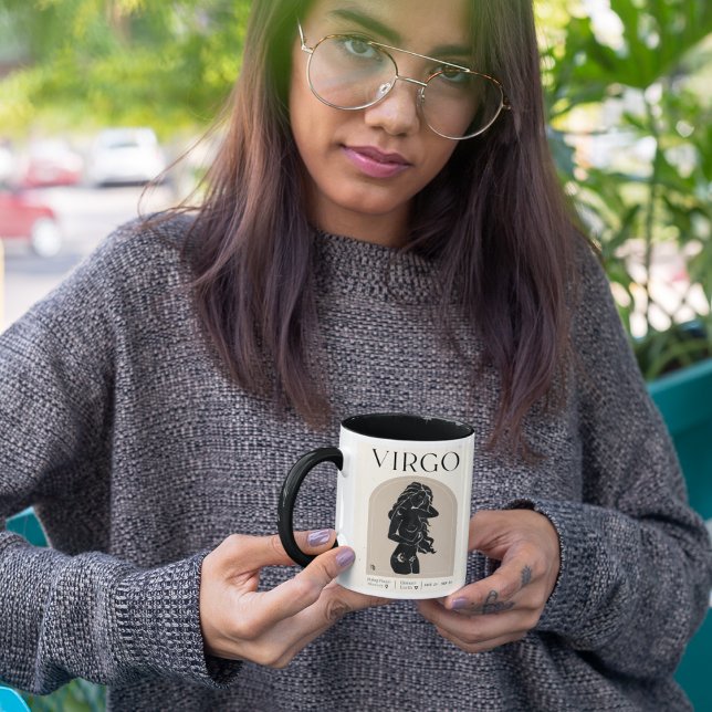 Mug Design Zodiaque Féminin Vierge Marron Noir 15 OZ (Créateur téléchargé)