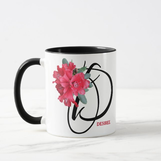 Mug Desiree nom personnalisable fleurs rouges boho ten (Gauche)