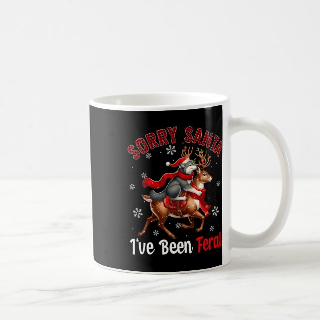 Mug Désolé d'avoir été feral Christmas Père Noël Wolf  (Droite)