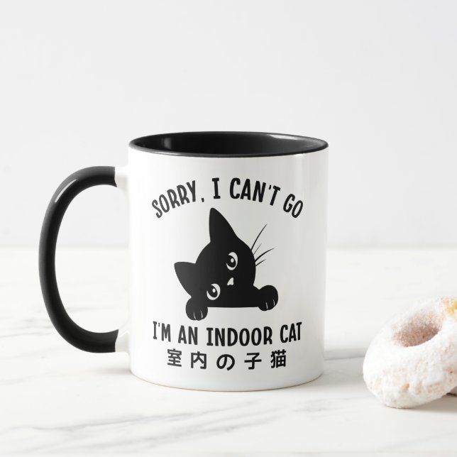 Mug Désolé je ne peux pas aller Je suis un chat intéri (Avec donut)