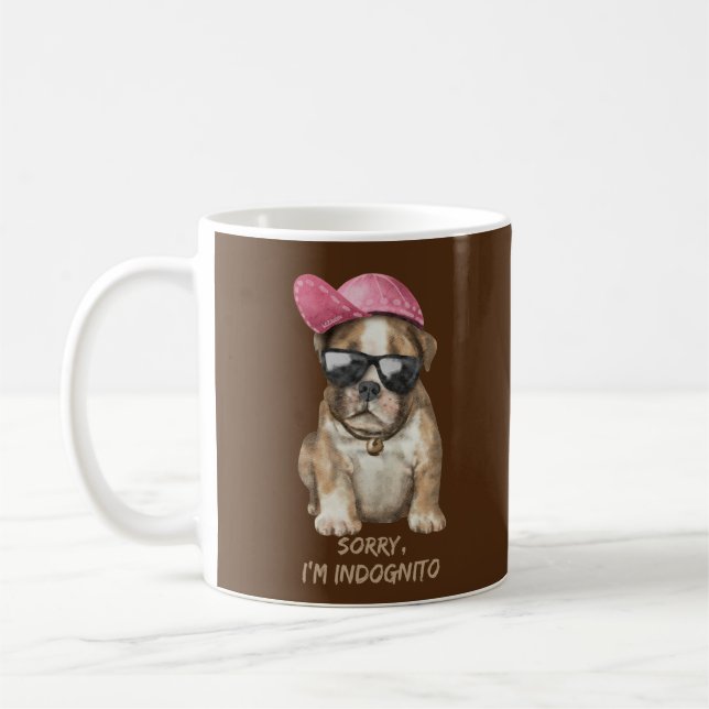 Mug DÉSOLÉ JE SUIS INDOGNITO (Bouledogue Anglais) chie (Gauche)