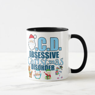 Mug Désordre obsédant de Noël (bleu)