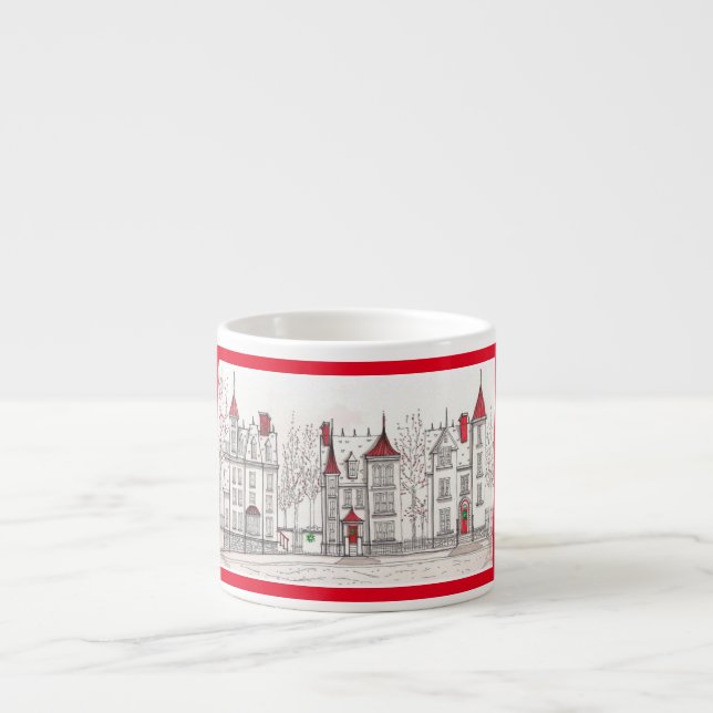 Mug d'Espresso avec village de Noël victorien (Devant)