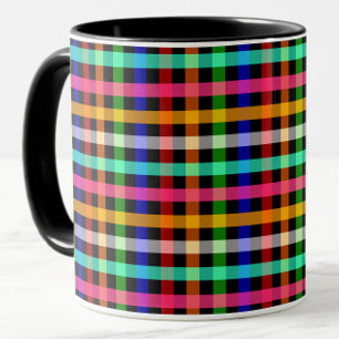 Mug Dessin à carreaux vichy coloré et vibrant