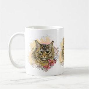 Mug Dessin à la main drôle mignon manon Maine avec des
