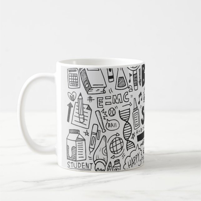 Mug dessin à la main élément école doodé (Gauche)