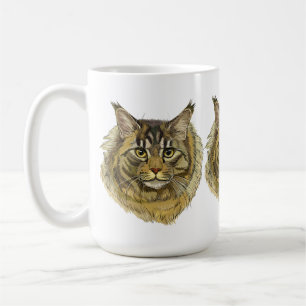 Mug Dessin à la main fluffy Maine Coon chat
