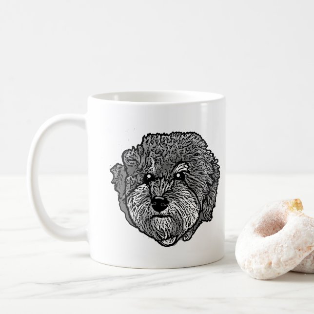 Mug Dessin à la main personnalisé de chien de Cavoodle (Avec donut)